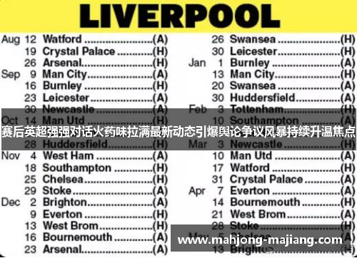 赛后英超强强对话火药味拉满最新动态引爆舆论争议风暴持续升温焦点 赛后英超强强对话火药味拉满最新动态引爆舆论争议风暴持续升温焦点